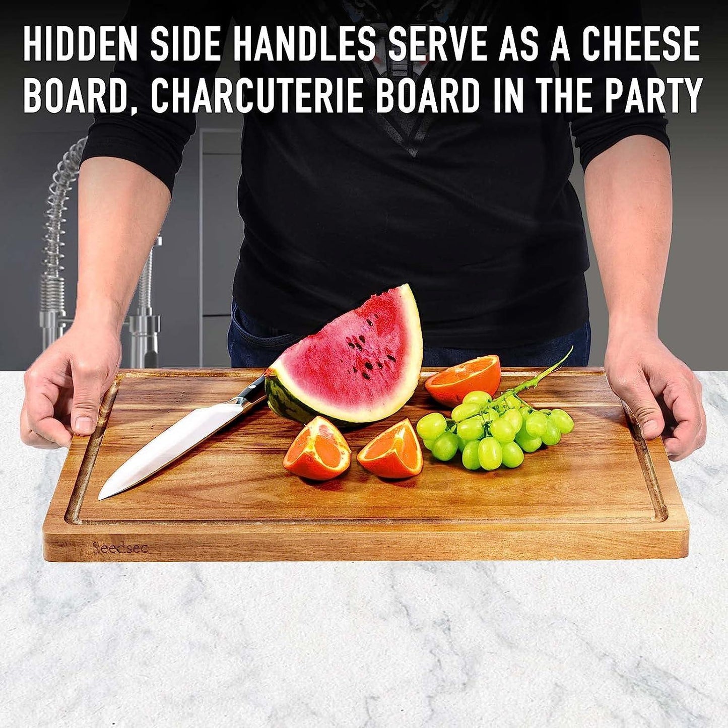 Wood Cutting Boards for Kitchen, Large Charcuterie boards, Reversible Wooden Chopping Board-2