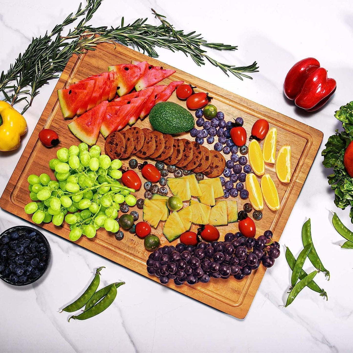 Wood Cutting Boards for Kitchen, Large Charcuterie boards, Reversible Wooden Chopping Board-4